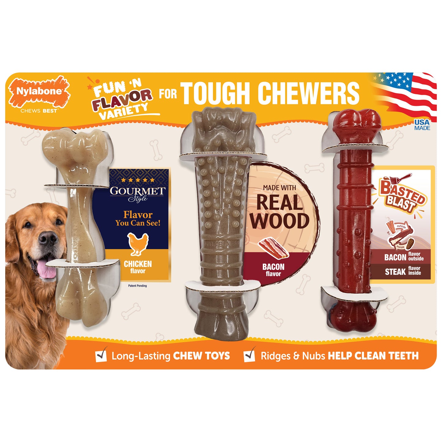 Tough Dog Chew Fun 'N Flavor Variety Pack, 3-Count