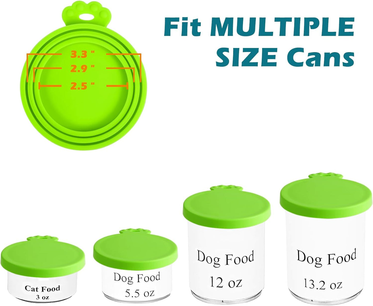 Silicone Pet Can Lids, Dog Cat Food Can Cover, Universal Size Can Tops, 1 Fit 3 Standard Size Food Cans, BPA Free Dishwasher Safe