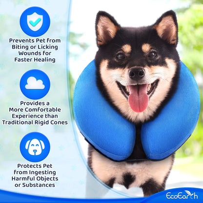 Inflatable Dog Cone (Large), after Surgery Anti-Bite Lick Wound Soft & Comfortable Protective Collar for Cats & Dogs by