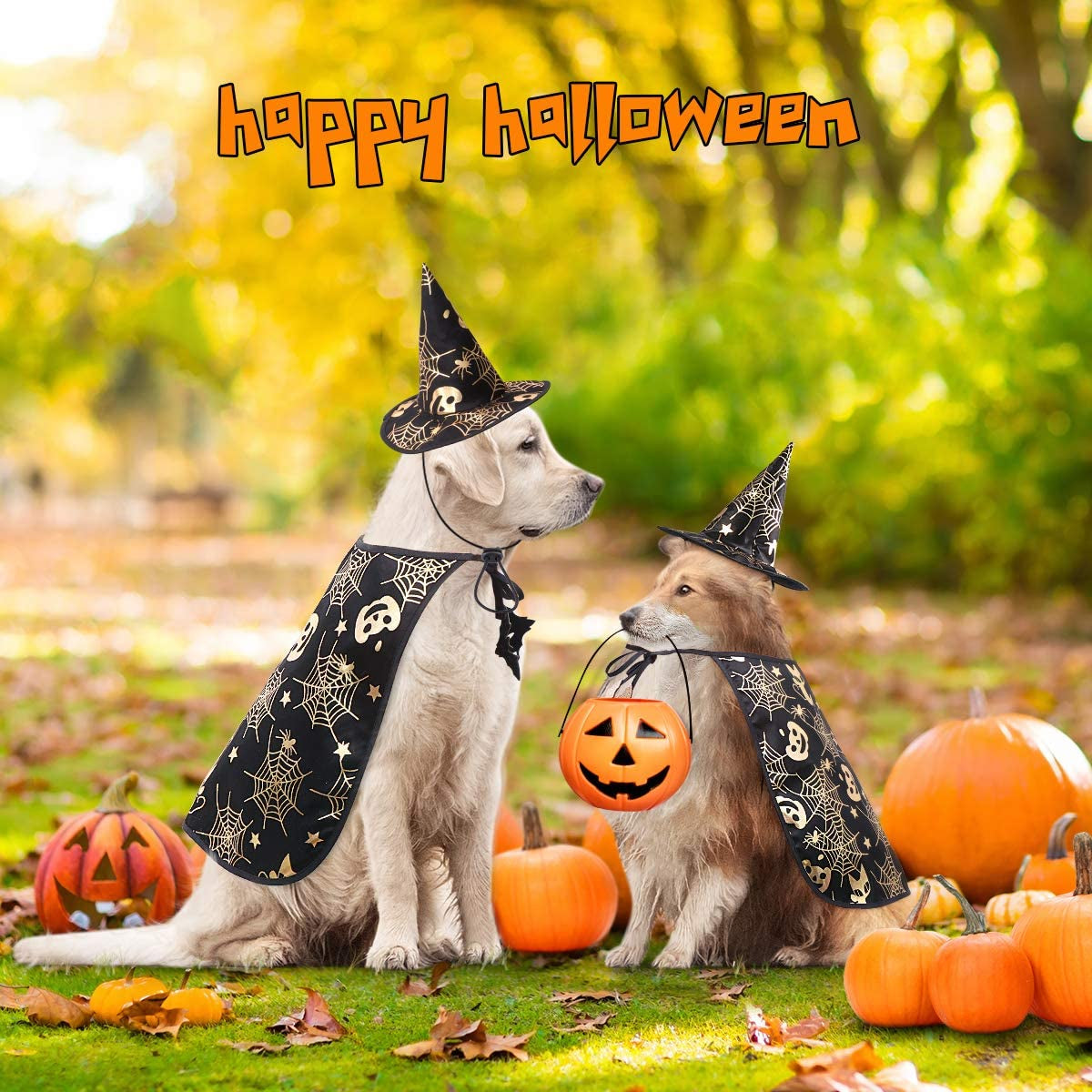 Pet Halloween Costumes Cape with Wizard Hat Dog Cat Halloween Apparels