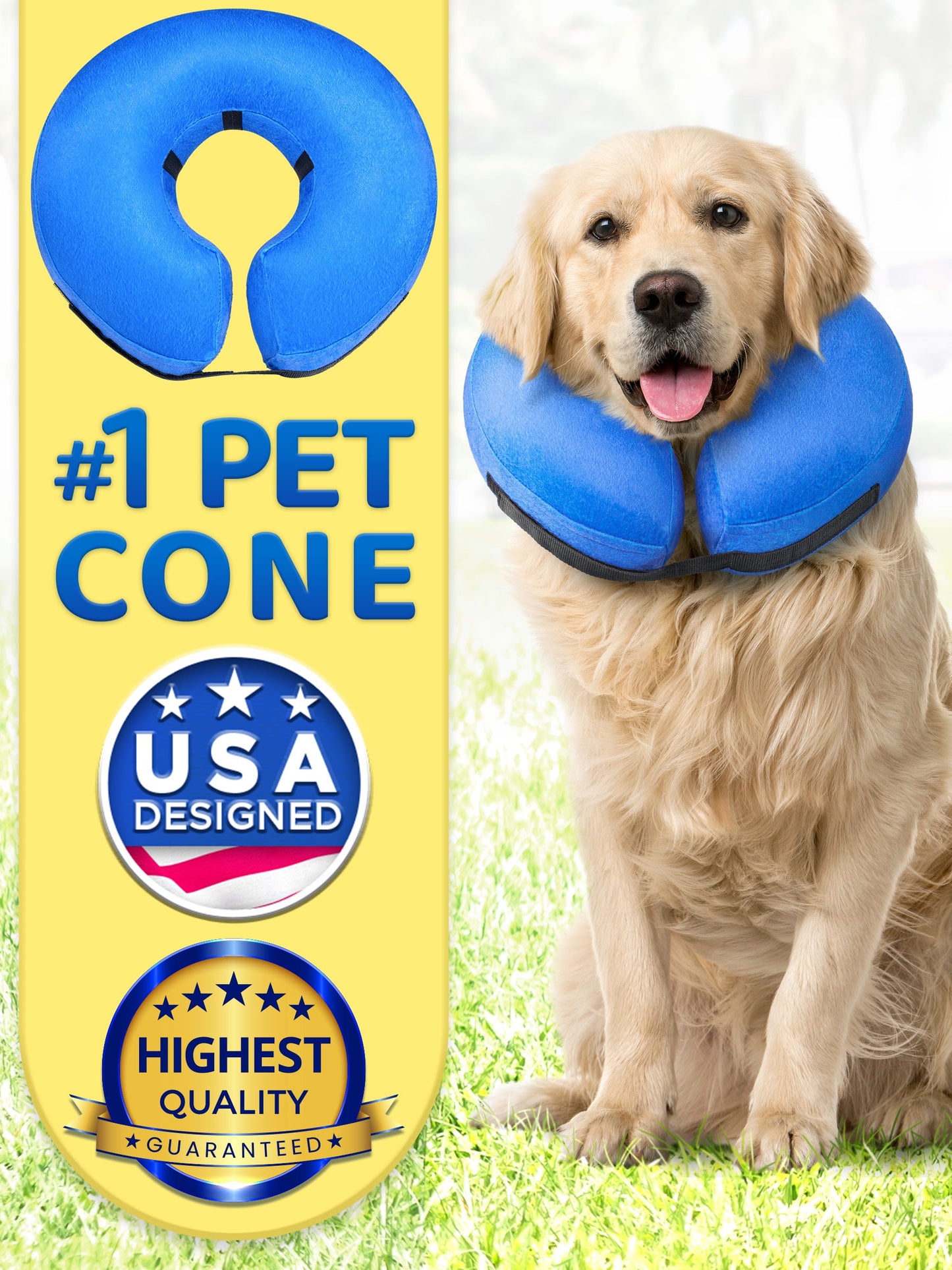 Inflatable Dog Cone (Large), after Surgery Anti-Bite Lick Wound Soft & Comfortable Protective Collar for Cats & Dogs by