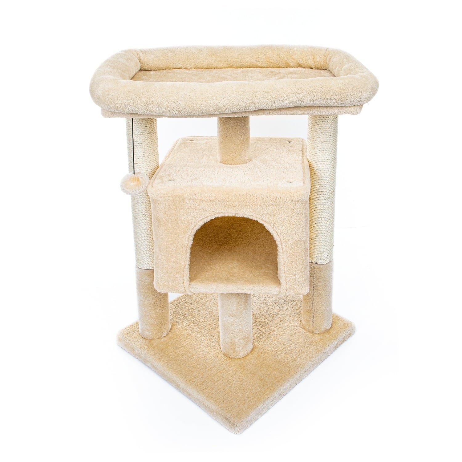 29" Cat Tree Tower for Indoor Cats Cat Condo with Sisal Scratching Posts, Plush Perch, Cat Bed Furniture, Beige