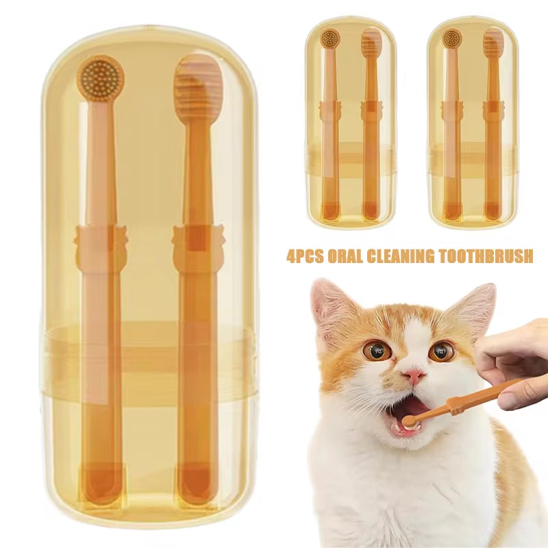 Teeth Whitening Dog Cat Silicone Soft Toothbrush Oral Care Puppy Toothbrush Toothpaste Pet Kit Teeth Cleaning Pet Supplies