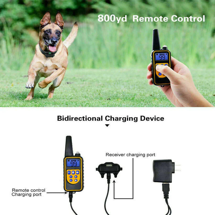 2600 FT Remote Dog Shock Training 2 Collar Set Rechargeable Waterproof LCD Pet